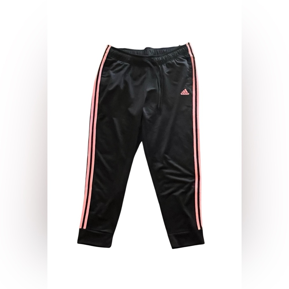 Adidas Women’s 1X Black Joggers with Pink Accents